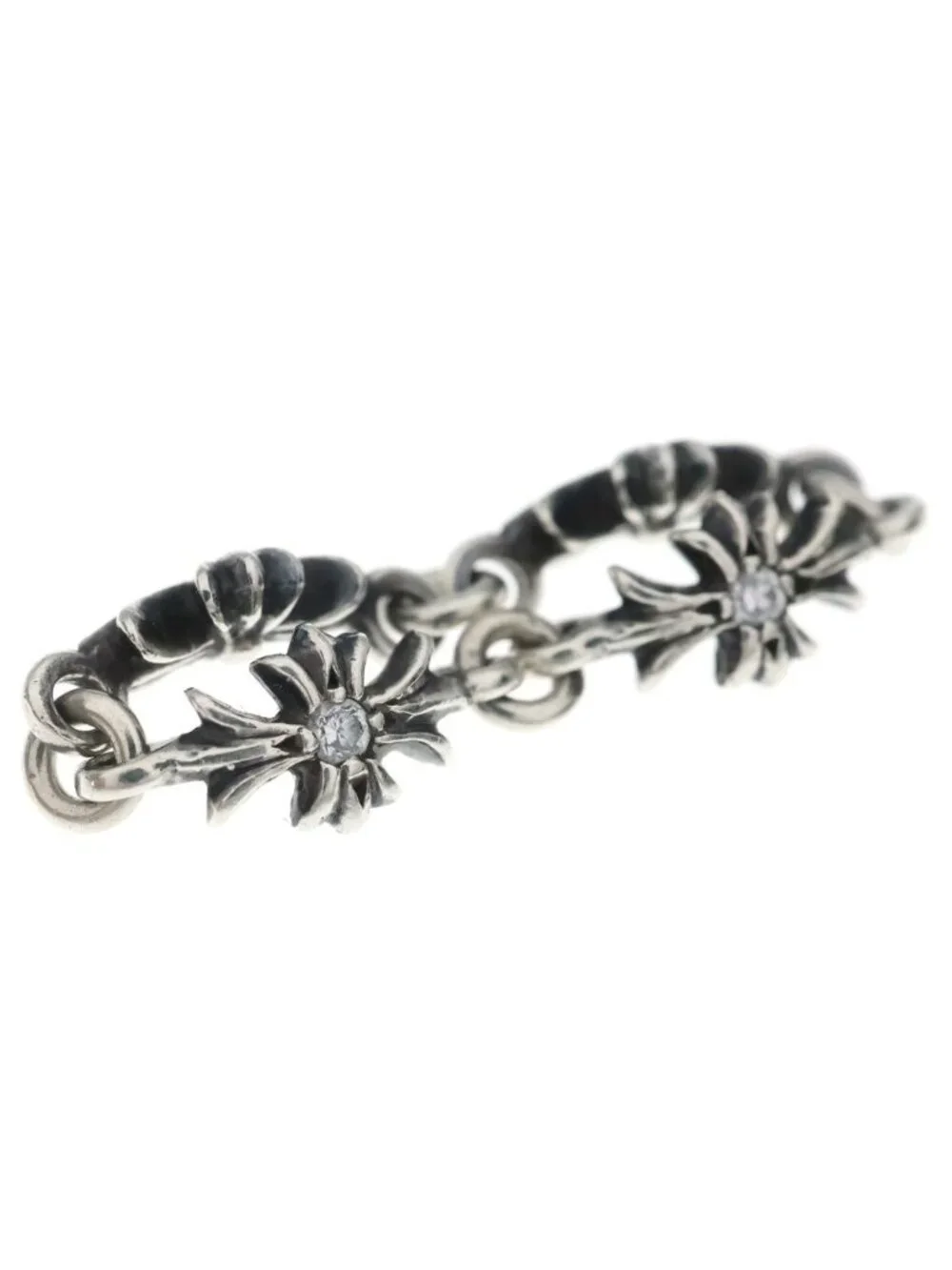 Chrome Hearts Tny CH Pls Dia Tiny CH Plus Diamond Ring Silver